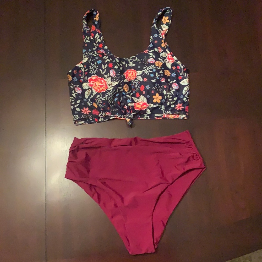 Zaful size Large High-Rise knot-front bikini